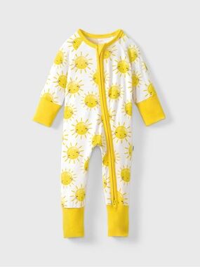 NWOT - Little Sleepies Yellow Sunshine Convertible Footed pajamas - 24M
